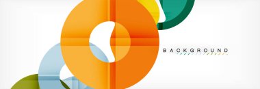 Gri arka plan, modern geometrik desen tasarım renkli halkalar. Vektör iş veya teknoloji tanıtım tasarım şablonu, broşür veya el ilanı desenli veya geometrik web afiş