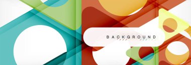 Geometrik arka plan, daireler ve üçgenler şekiller afiş. Vektör çizim broşür veya el ilanı, sunum ve web tasarım düzeni için