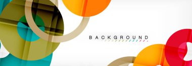 Gri arka plan, modern geometrik desen tasarım renkli halkalar. Vektör iş veya teknoloji tanıtım tasarım şablonu, broşür veya el ilanı desenli veya geometrik web afiş