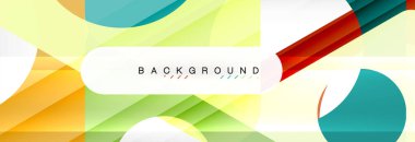 Geometrik arka plan, daireler ve üçgenler şekiller afiş. Gösterim amacıyla broşür veya el ilanı, sunum ve web tasarım düzeni