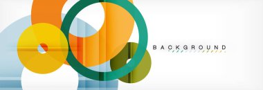 Gri arka plan, modern geometrik desen tasarım renkli halkalar. Vektör iş veya teknoloji tanıtım tasarım şablonu, broşür veya el ilanı desenli veya geometrik web afiş