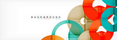 Gri arka plan, modern geometrik desen tasarım renkli halkalar. Vektör iş veya teknoloji tanıtım tasarım şablonu, broşür veya el ilanı desenli veya geometrik web afiş