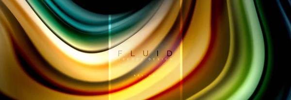 Cartel Colorido Fondo Abstracto Colores Fluidos Diseño Líquido Retorcido Negro — Vector de stock