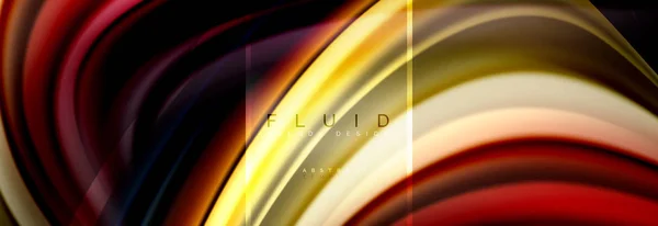 Fluid colors abstract background colorful poster, twisted liquid design on black, colorful marble or plastic wave texture backdrop, multicolored template for business or technology presentation or web — Stock Vector