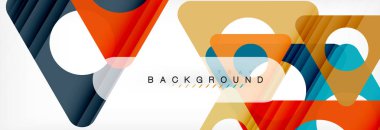 Geometrik arka plan, daireler ve üçgenler şekiller afiş. Gösterim amacıyla broşür veya el ilanı, sunum ve web tasarım düzeni