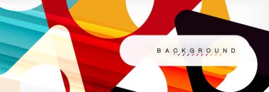 Geometrik arka plan, daireler ve üçgenler şekiller afiş. Gösterim amacıyla broşür veya el ilanı, sunum ve web tasarım düzeni