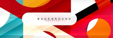 Geometrik arka plan, daireler ve üçgenler şekiller afiş. Gösterim amacıyla broşür veya el ilanı, sunum ve web tasarım düzeni