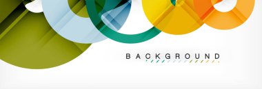 Gri arka plan, modern geometrik desen tasarım renkli halkalar. Vektör iş veya teknoloji tanıtım tasarım şablonu, broşür veya el ilanı desenli veya geometrik web afiş