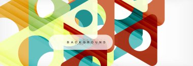 Geometrik arka plan, daireler ve üçgenler şekiller afiş. Gösterim amacıyla broşür veya el ilanı, sunum ve web tasarım düzeni