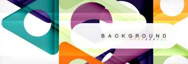 Geometrik arka plan, daireler ve üçgenler şekiller afiş. Gösterim amacıyla broşür veya el ilanı, sunum ve web tasarım düzeni