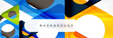 Geometrik arka plan, daireler ve üçgenler şekiller afiş. Gösterim amacıyla broşür veya el ilanı, sunum ve web tasarım düzeni