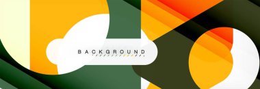 Geometrik arka plan, daireler ve üçgenler şekiller afiş. Gösterim amacıyla broşür veya el ilanı, sunum ve web tasarım düzeni