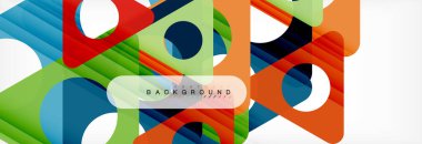 Geometrik arka plan, daireler ve üçgenler şekiller afiş. Gösterim amacıyla broşür veya el ilanı, sunum ve web tasarım düzeni