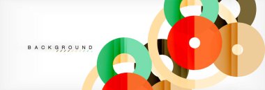 Gri arka plan, modern geometrik desen tasarım renkli halkalar. Vektör iş veya teknoloji tanıtım tasarım şablonu, broşür veya el ilanı desenli veya geometrik web afiş