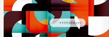 Renkli kareler kompozisyon soyut afiş. Gösterim amacıyla broşür veya el ilanı, sunum ve web tasarım düzeni