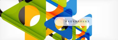 Geometrik arka plan, daireler ve üçgenler şekiller afiş. Gösterim amacıyla broşür veya el ilanı, sunum ve web tasarım düzeni