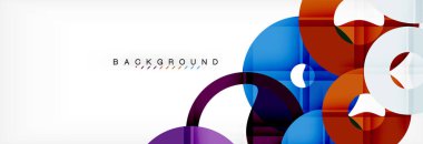 Gri arka plan, modern geometrik desen tasarım renkli halkalar. Vektör iş veya teknoloji tanıtım tasarım şablonu, broşür veya el ilanı desenli veya geometrik web afiş