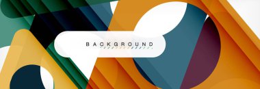 Geometrik arka plan, daireler ve üçgenler şekiller afiş. Gösterim amacıyla broşür veya el ilanı, sunum ve web tasarım düzeni