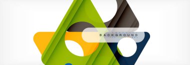 Geometrik arka plan, daireler ve üçgenler şekiller afiş. Gösterim amacıyla broşür veya el ilanı, sunum ve web tasarım düzeni