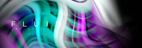 Dalga sıvı akan renk etkisi, holografik arka plan hareket. Vektör çizim — Stok Vektör