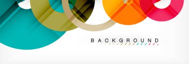 Gri arka plan, modern geometrik desen tasarım renkli halkalar. Vektör iş veya teknoloji tanıtım tasarım şablonu, broşür veya el ilanı desenli veya geometrik web afiş