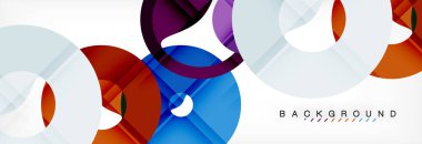 Gri arka plan, modern geometrik desen tasarım renkli halkalar. Vektör iş veya teknoloji tanıtım tasarım şablonu, broşür veya el ilanı desenli veya geometrik web afiş