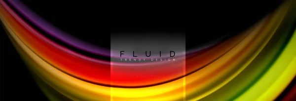 Fluid colors abstract background colorful poster, twisted liquid design on black, colorful marble or plastic wave texture backdrop, multicolored template for business or technology presentation or web — Stock Vector