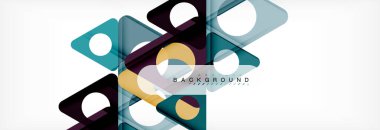 Geometrik arka plan, daireler ve üçgenler şekiller afiş. Gösterim amacıyla broşür veya el ilanı, sunum ve web tasarım düzeni