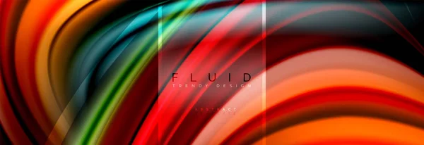 Cartel colorido de fondo abstracto de colores fluidos, diseño líquido retorcido en negro, mármol colorido o fondo de textura de onda de plástico, plantilla multicolor para presentación de negocios o tecnología o web — Vector de stock