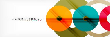 Gri arka plan, modern geometrik desen tasarım renkli halkalar. Vektör iş veya teknoloji tanıtım tasarım şablonu, broşür veya el ilanı desenli veya geometrik web afiş