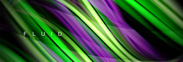 Wave tekutiny tekoucí barvy pohybu efekt, holografické abstraktní pozadí. Vektorové ilustrace — Stockový vektor