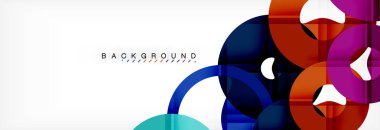 Gri arka plan, modern geometrik desen tasarım renkli halkalar. Vektör iş veya teknoloji tanıtım tasarım şablonu, broşür veya el ilanı desenli veya geometrik web afiş