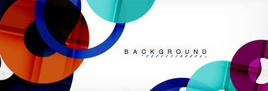 Gri arka plan, modern geometrik desen tasarım renkli halkalar. Vektör iş veya teknoloji tanıtım tasarım şablonu, broşür veya el ilanı desenli veya geometrik web afiş