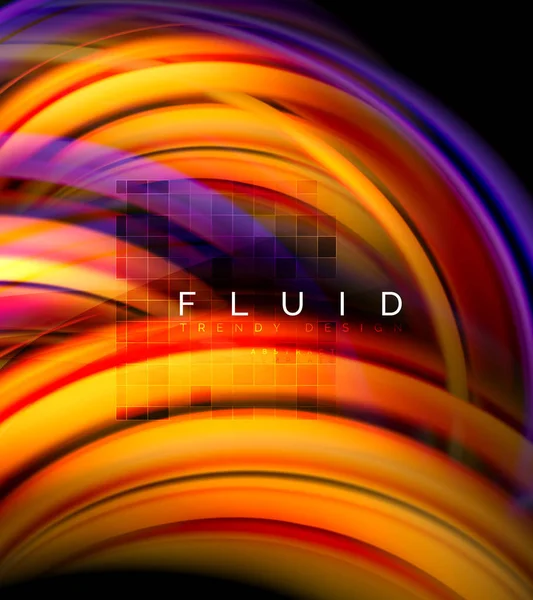 Fluid smooth wave abstract background, flowing glowing color motion concept, trendy abstract layout template for business or technology presentation or web brochure cover, wallpaper — Stock Vector
