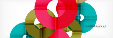 Gri arka plan, modern geometrik desen tasarım renkli halkalar. Vektör iş veya teknoloji tanıtım tasarım şablonu, broşür veya el ilanı desenli veya geometrik web afiş