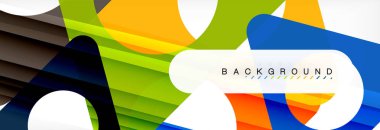 Geometrik arka plan, daireler ve üçgenler şekiller afiş. Gösterim amacıyla broşür veya el ilanı, sunum ve web tasarım düzeni