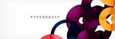 Gri arka plan, modern geometrik desen tasarım renkli halkalar. Vektör iş veya teknoloji tanıtım tasarım şablonu, broşür veya el ilanı desenli veya geometrik web afiş