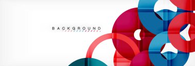 Gri arka plan, modern geometrik desen tasarım renkli halkalar. Vektör iş veya teknoloji tanıtım tasarım şablonu, broşür veya el ilanı desenli veya geometrik web afiş