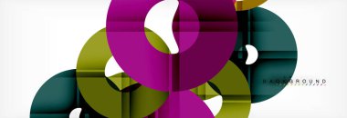 Gri arka plan, modern geometrik desen tasarım renkli halkalar. Vektör iş veya teknoloji tanıtım tasarım şablonu, broşür veya el ilanı desenli veya geometrik web afiş