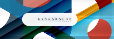 Geometrik arka plan, daireler ve üçgenler şekiller afiş. Gösterim amacıyla broşür veya el ilanı, sunum ve web tasarım düzeni