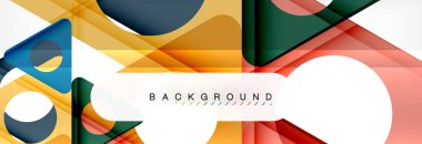 Geometrik arka plan, daireler ve üçgenler şekiller afiş. Gösterim amacıyla broşür veya el ilanı, sunum ve web tasarım düzeni