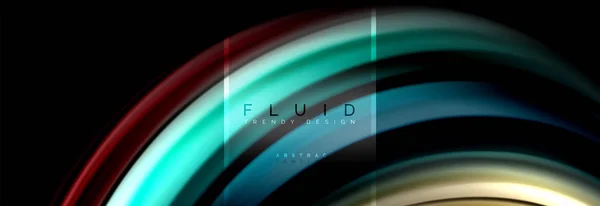 Fluid colors abstract background colorful poster, twisted liquid design on black, colorful marble or plastic wave texture backdrop, multicolored template for business or technology presentation or web — Stock Vector