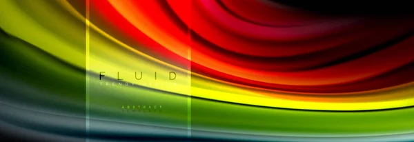 Couleurs fluides fond abstrait poster coloré, conception liquide torsadée sur fond noir, marbre coloré ou texture vague plastique, modèle multicolore pour la présentation d'affaires ou de la technologie ou web — Image vectorielle