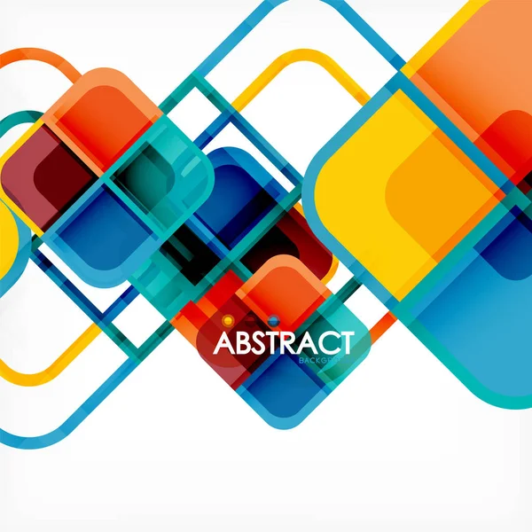다채로운 라운드 사각형 현대 기하학적 배경 — 스톡 벡터