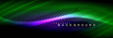 Neon parlayan sıvı dalga çizgileri, sihirli enerji uzay ışığı konsepti, soyut arka plan duvar kağıdı tasarımı