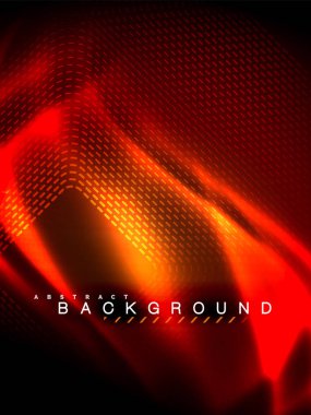 Neon parlayan dalga, sihirli enerji ve ışık arka plan. Vektör çizim