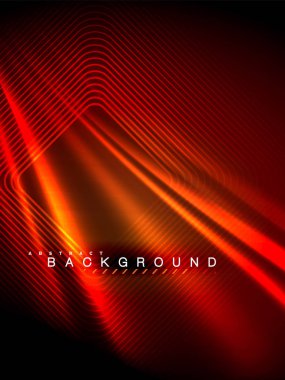 Neon parlayan dalga, sihirli enerji ve ışık arka plan. Vektör çizim