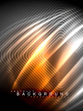 Neon parlayan dalga, sihirli enerji ve ışık arka plan. Vektör çizim