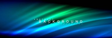 Neon parlayan sıvı dalga çizgileri, sihirli enerji uzay ışığı konsepti, soyut arka plan duvar kağıdı tasarımı