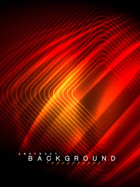 Neon parlayan dalga, sihirli enerji ve ışık arka plan. Vektör çizim